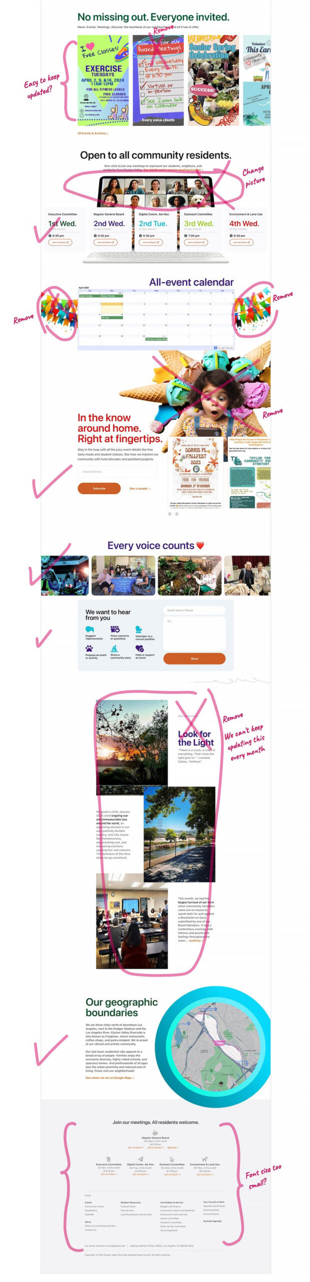 Home page review. Iteration one